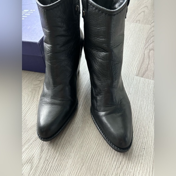 Stuart Weitzman ankle cowboy boots , black leather . Slightly worn . - Picture 2 of 5